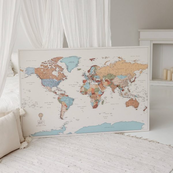 extra large push pin world map 25p colorful