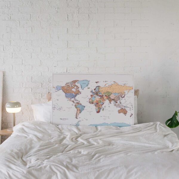 large world map pinboard with pins 25p