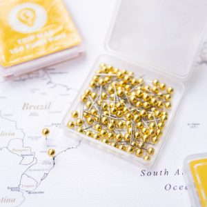 Map Push Pins - Gold Hearts