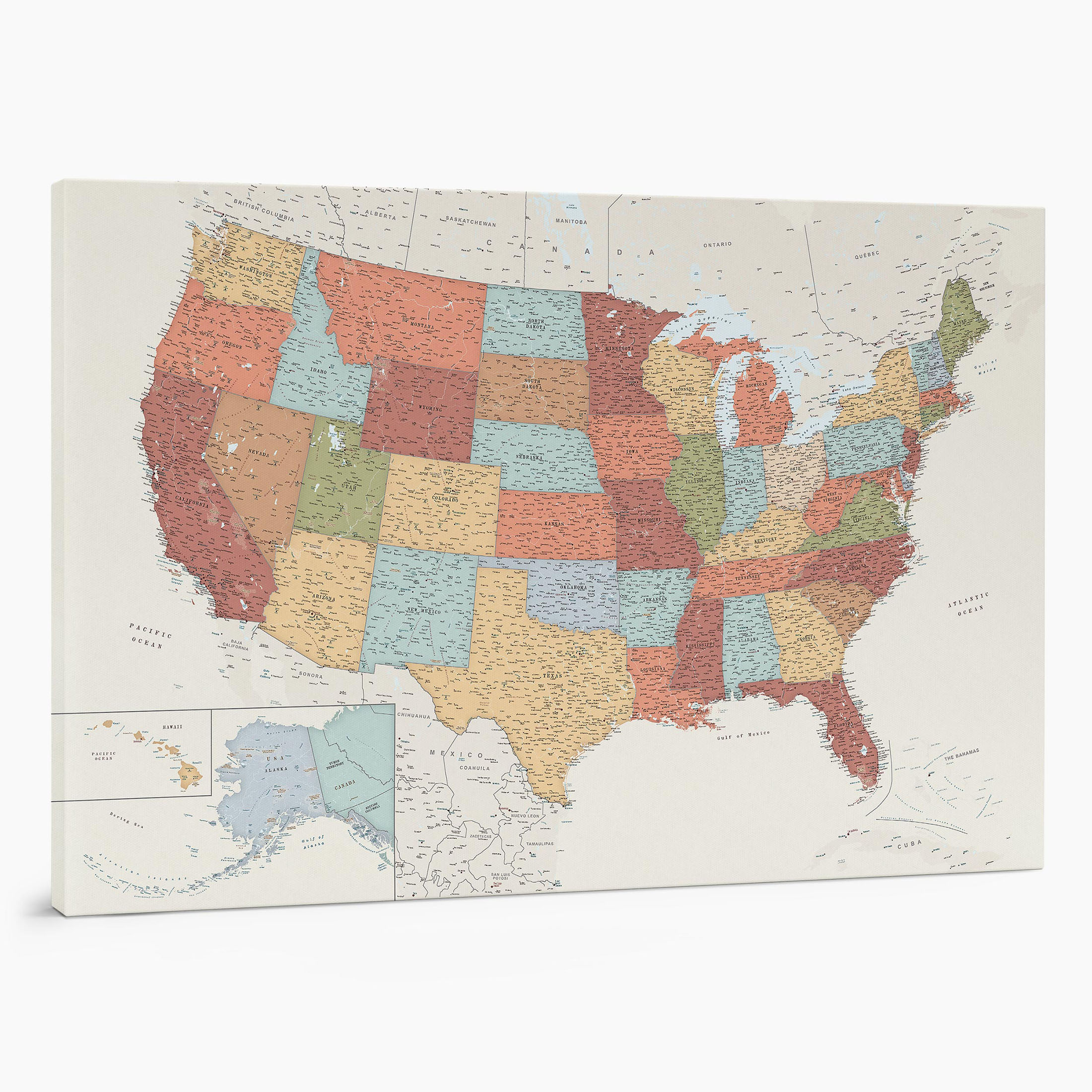 4USA large push pin usa map on canvas to mark visited places colorful