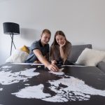couple personalized world map with pins modern black 17p