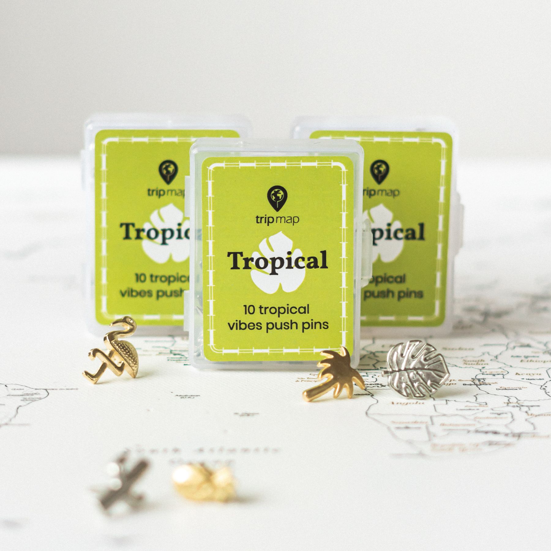 Map Push Pins - Silver Tropical Vibes | Tripmap.com