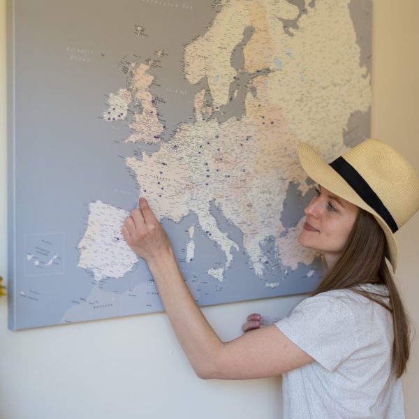 detailed europe map pin board grey cream 2eu