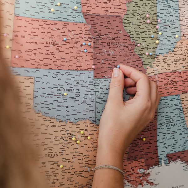 detailed usa map corkboard with pins colorful 4usa