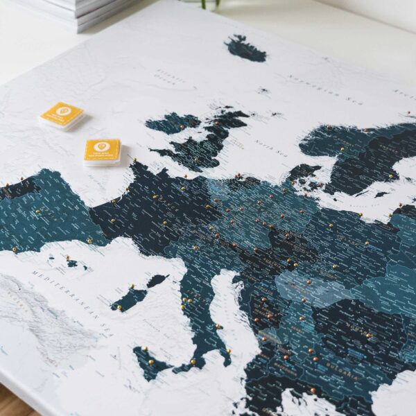 europe map canvas push pin blue 14eu