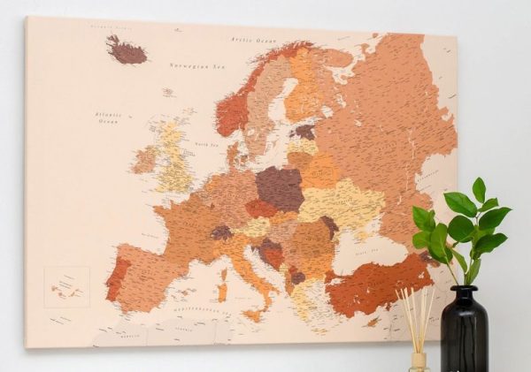 europe map wall art pin board brown 4eu