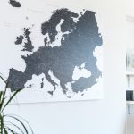 european continent wall map with pins black and white 6eu
