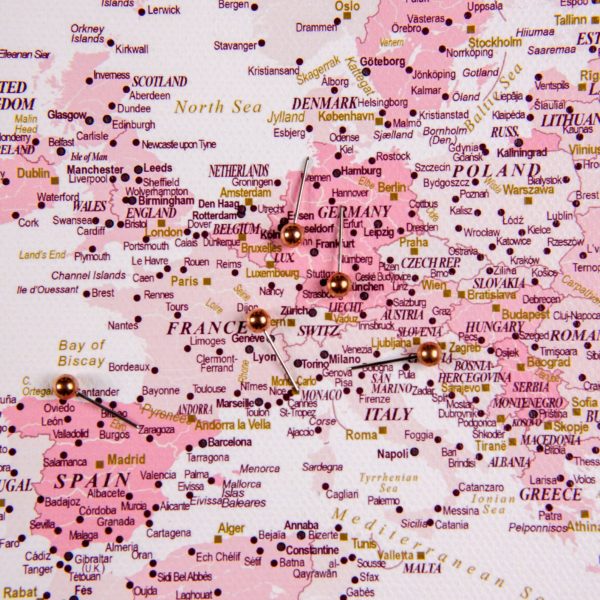 extra large travelers world map corkboard pink 12p