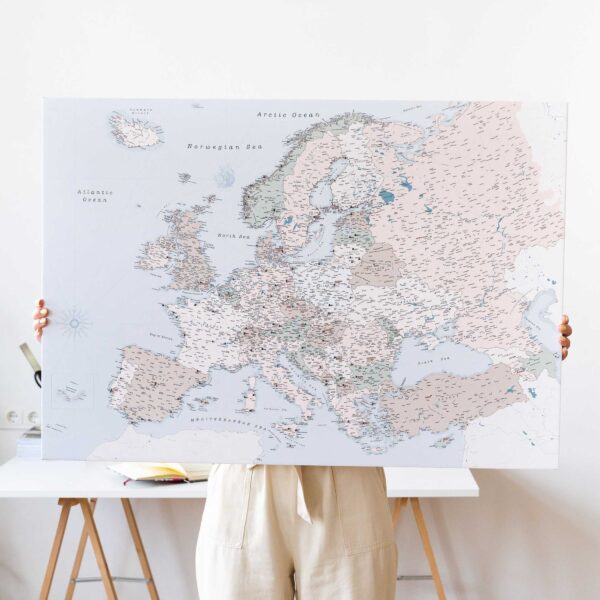 large detailed europe map with pins 8eu