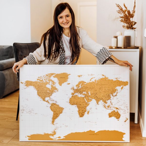 large world map travel gift for her yellow 5p
