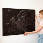 map of europe with cities push pin black 11eu