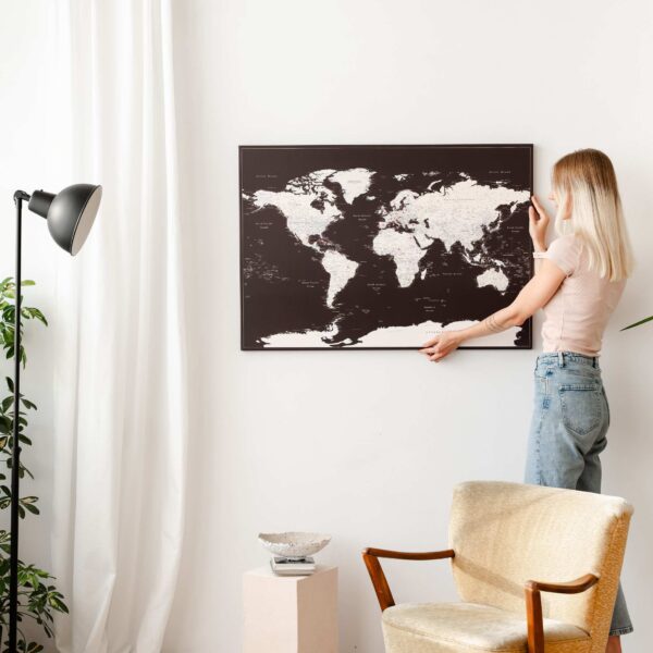 personalized world travel map brown 7p