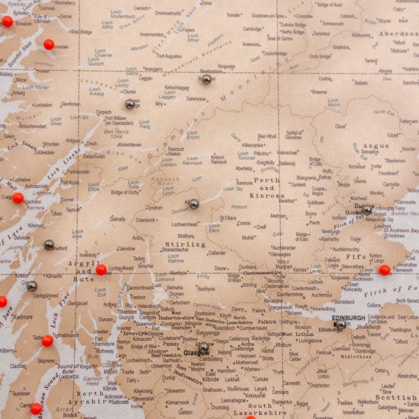 push pin detailed uk ireland map vintage 5uk