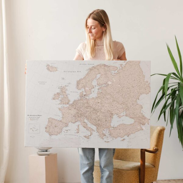 travel map of europe canvas vintage 10eu