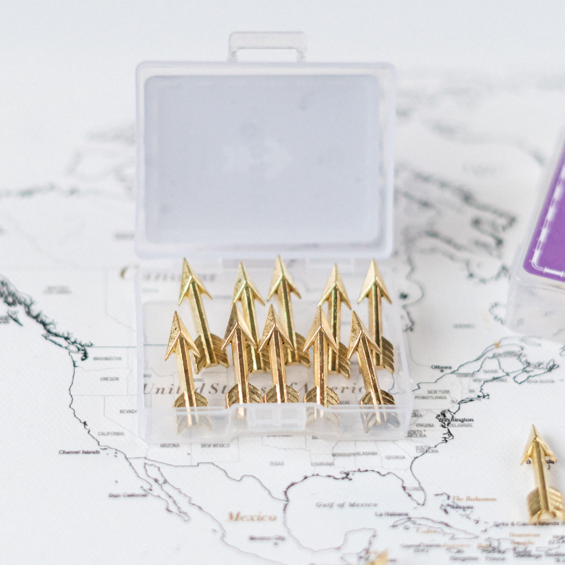 Map Push Pins Gold Round Head Tacks With Stainless Point Metallic