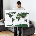 world map corkboard forest green 33p