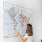 world map pin board with pins retro 18p