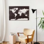 world map push pin with frame 7p