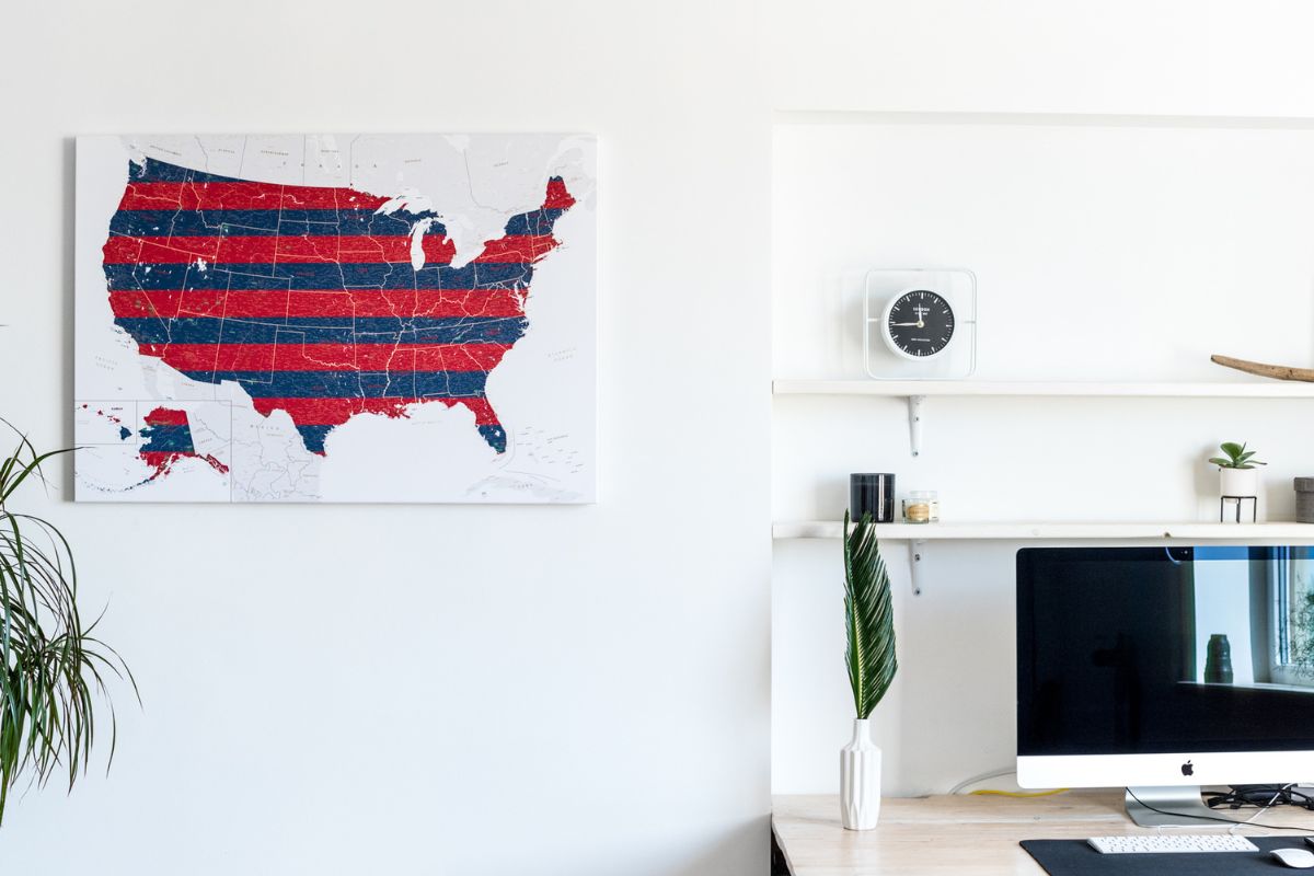 Large Detailed Map of the USA wall art on canvas