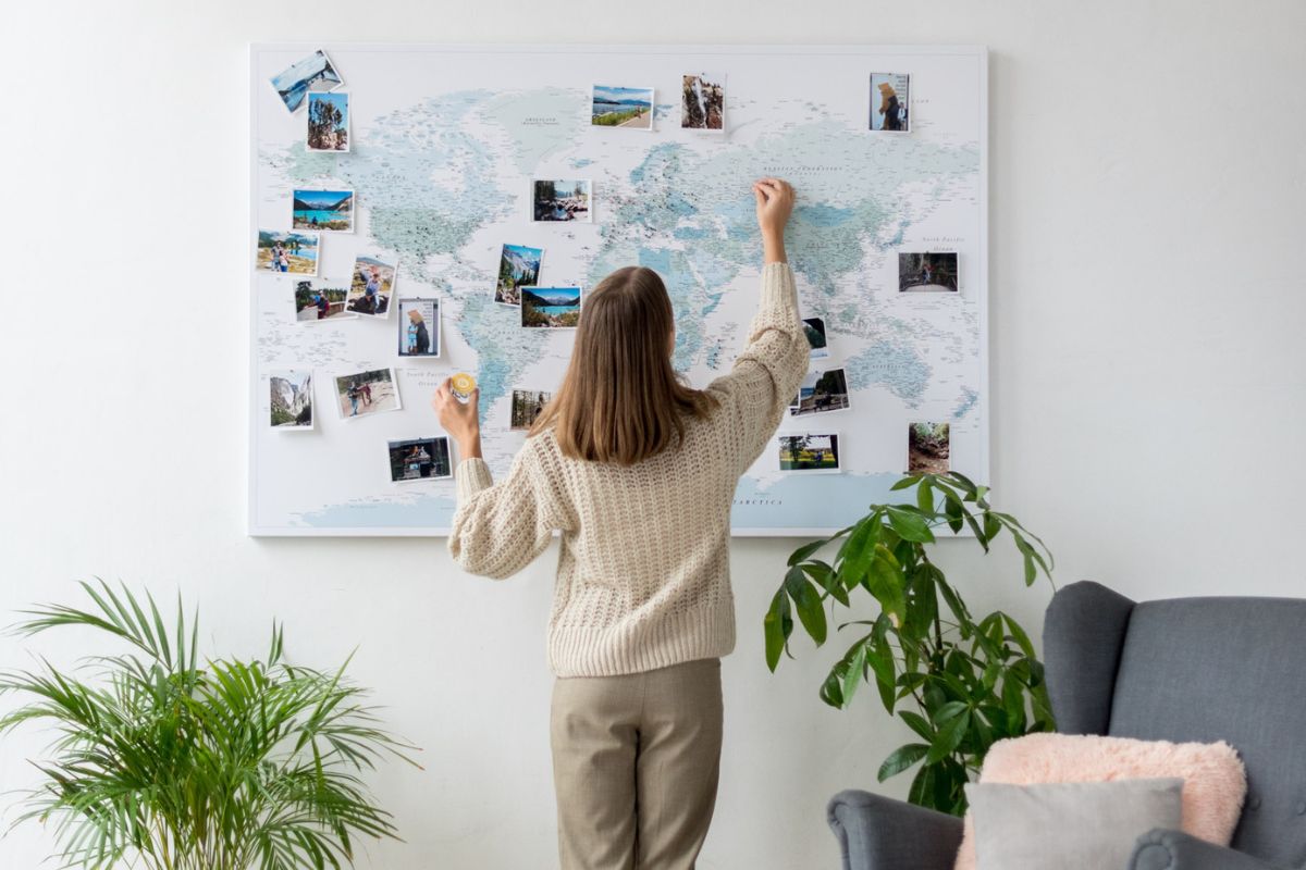 Travel Photo Gallery At Home with world map