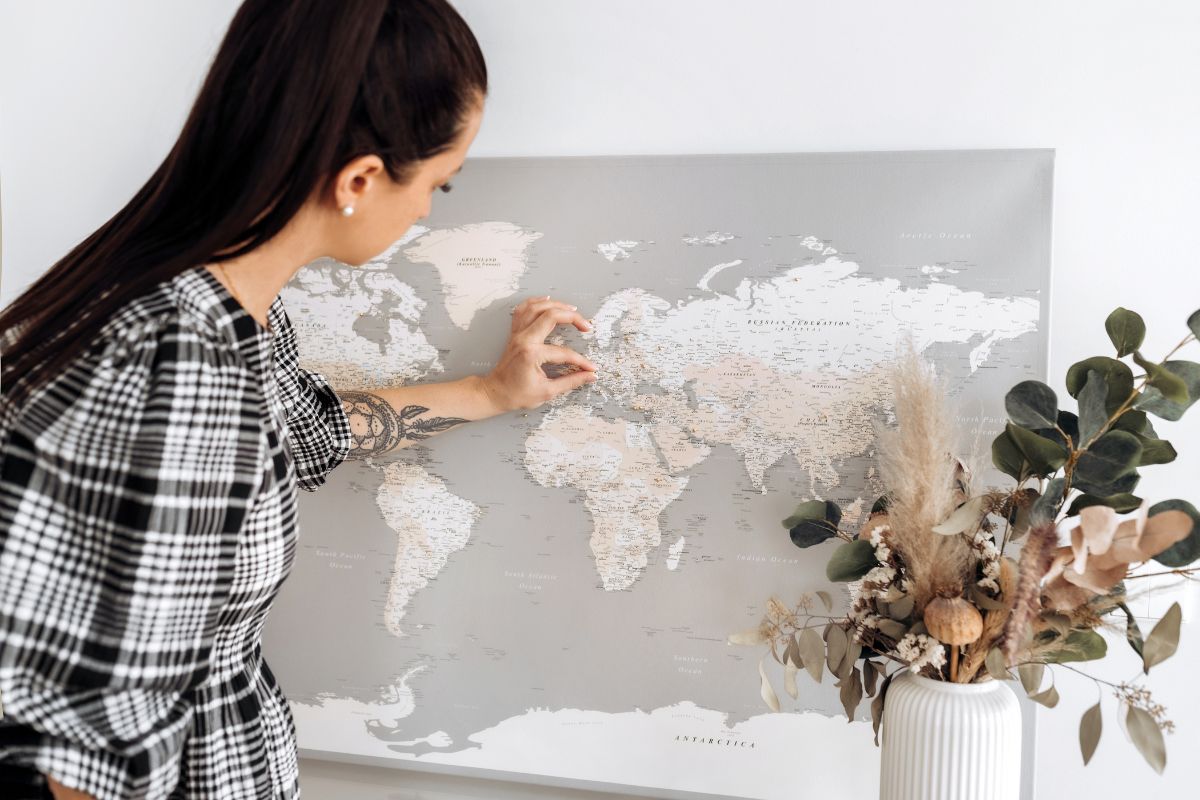 best world map pin board with pins