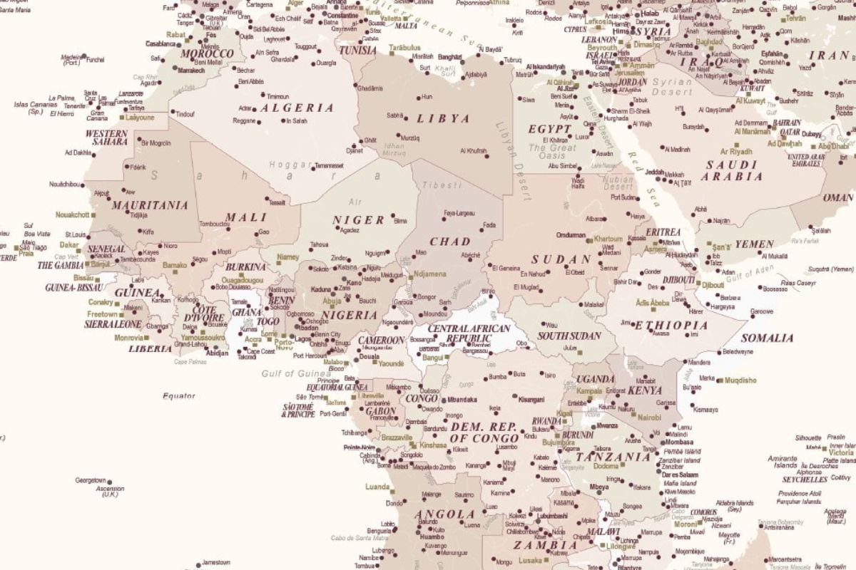 detailed world map africa