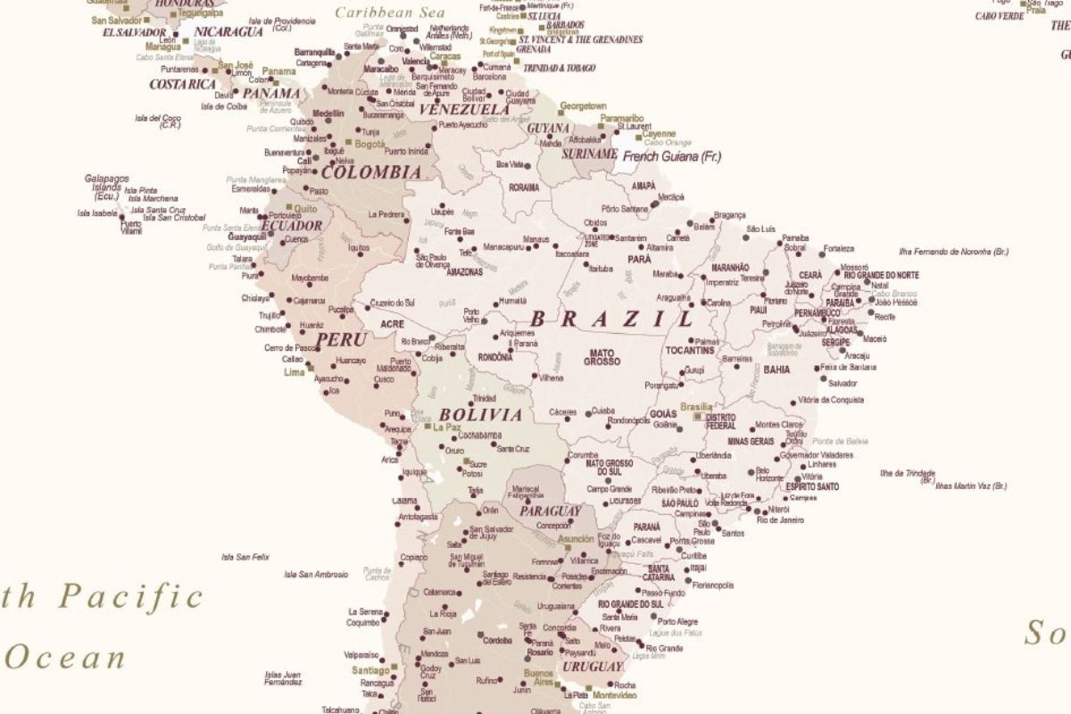 detailed world map south america