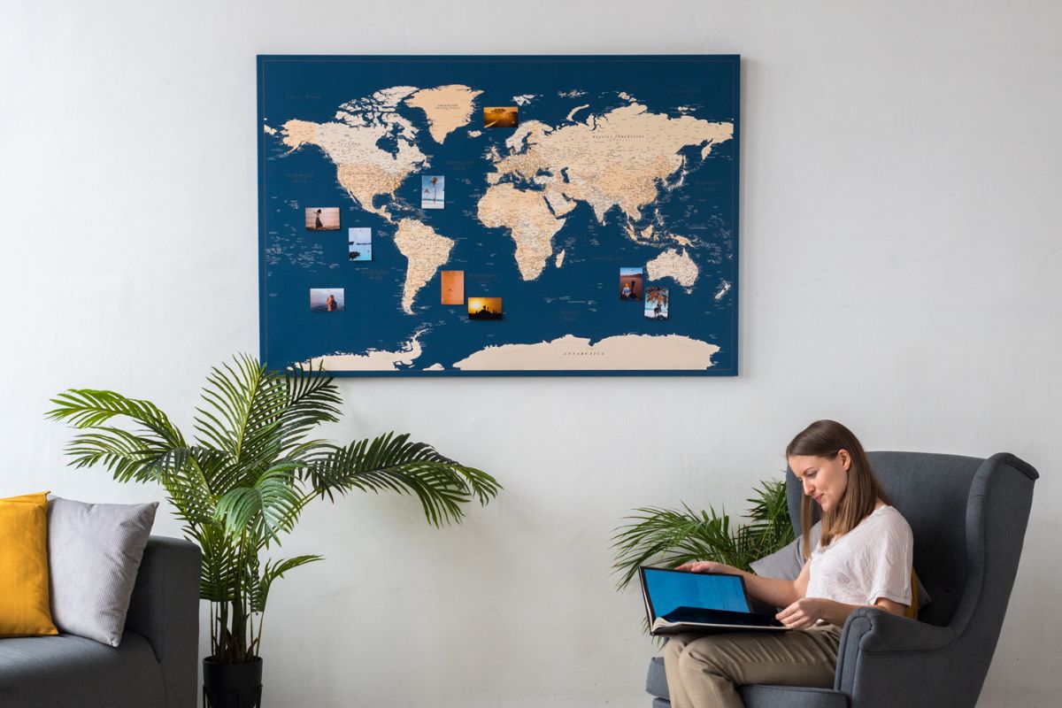 extra large world map pin board