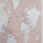 pinnable world map on canvas dusty pink 3mp