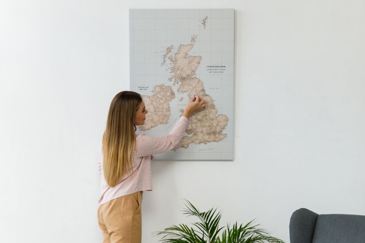 places i have been large wall map of the UK and Ireland