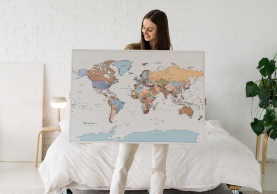colorful world map with pins 25p