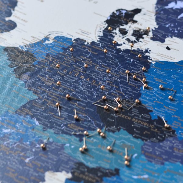 detailed europe map pin board navy blue 1eu
