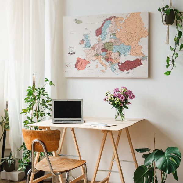 europe map wall art in home office colorful 9eu
