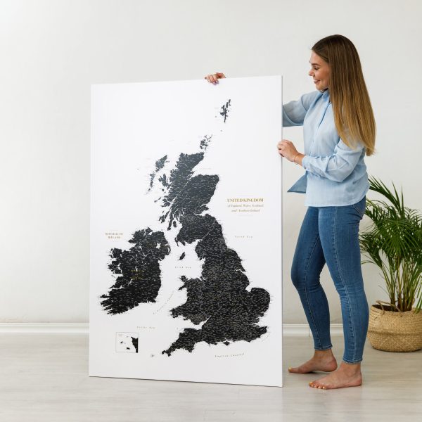 extra large uk map print on wall black and white 2uk