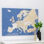 large europe map with pins on canvas blue 3eu