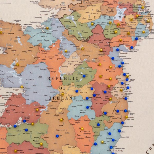 map of ireland with pins to track places visited colorful 4UK