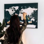 places i have been world map corkboard dark green 6p