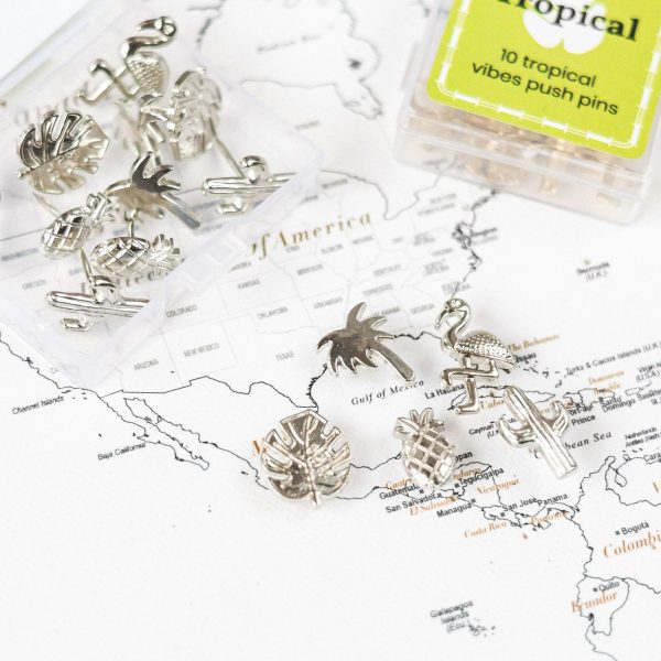 tripmap decorative map pins silver tropical vibes