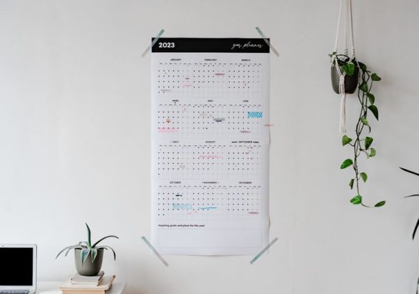 whole year wall calendar planner organizer 12 months empty days